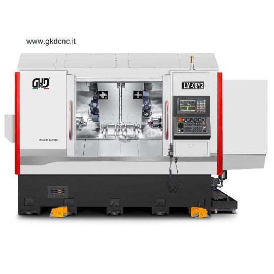 double spineless double turrets cnc turning lathe center